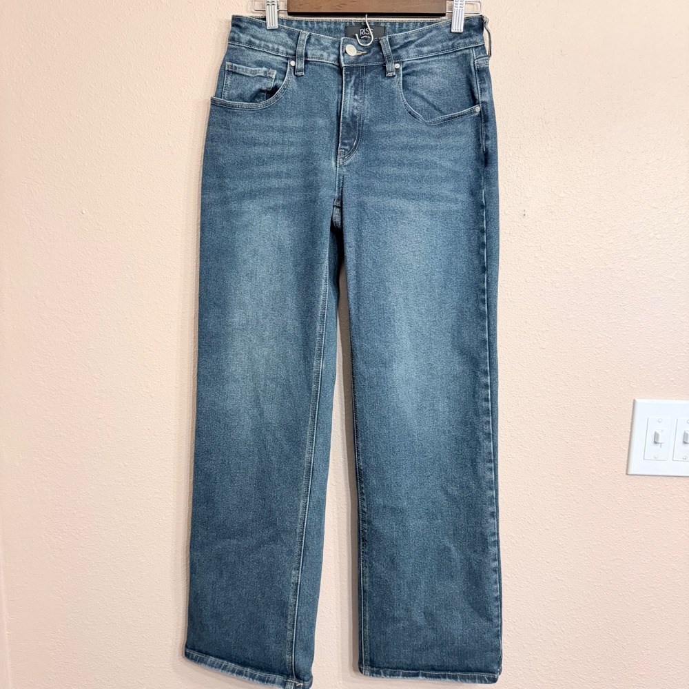 Rise Supply Co Womens Straight Leg Jeans Blue Medium Wash High Rise Size 9
